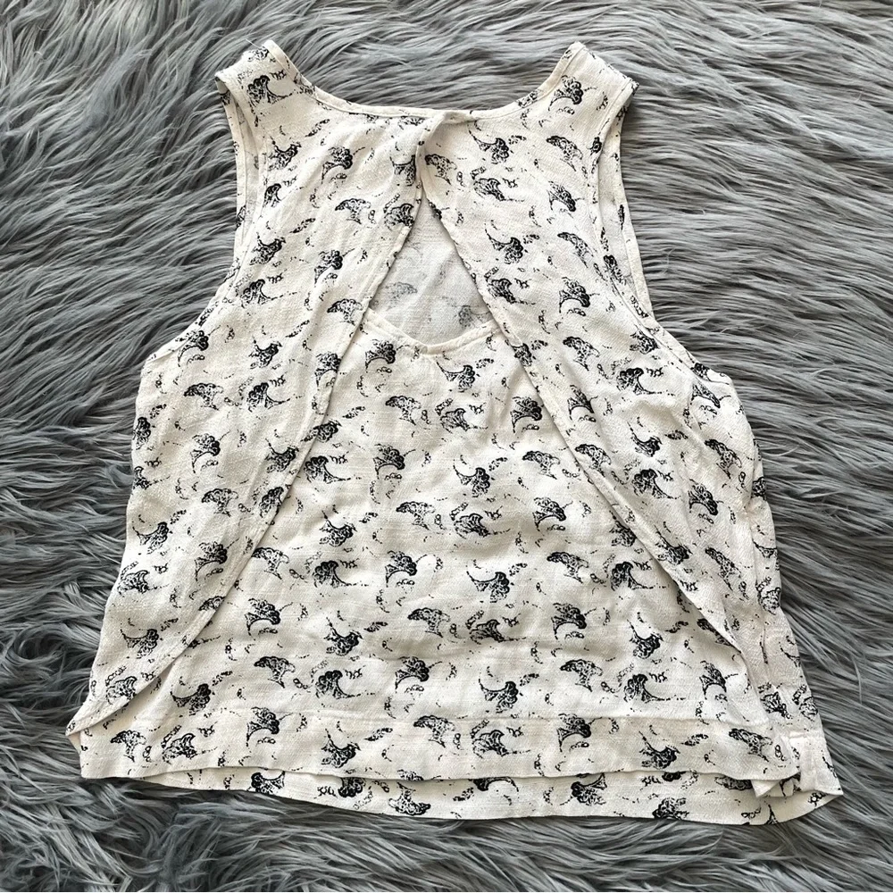 FREE PEOPLE crinkle look through printed top